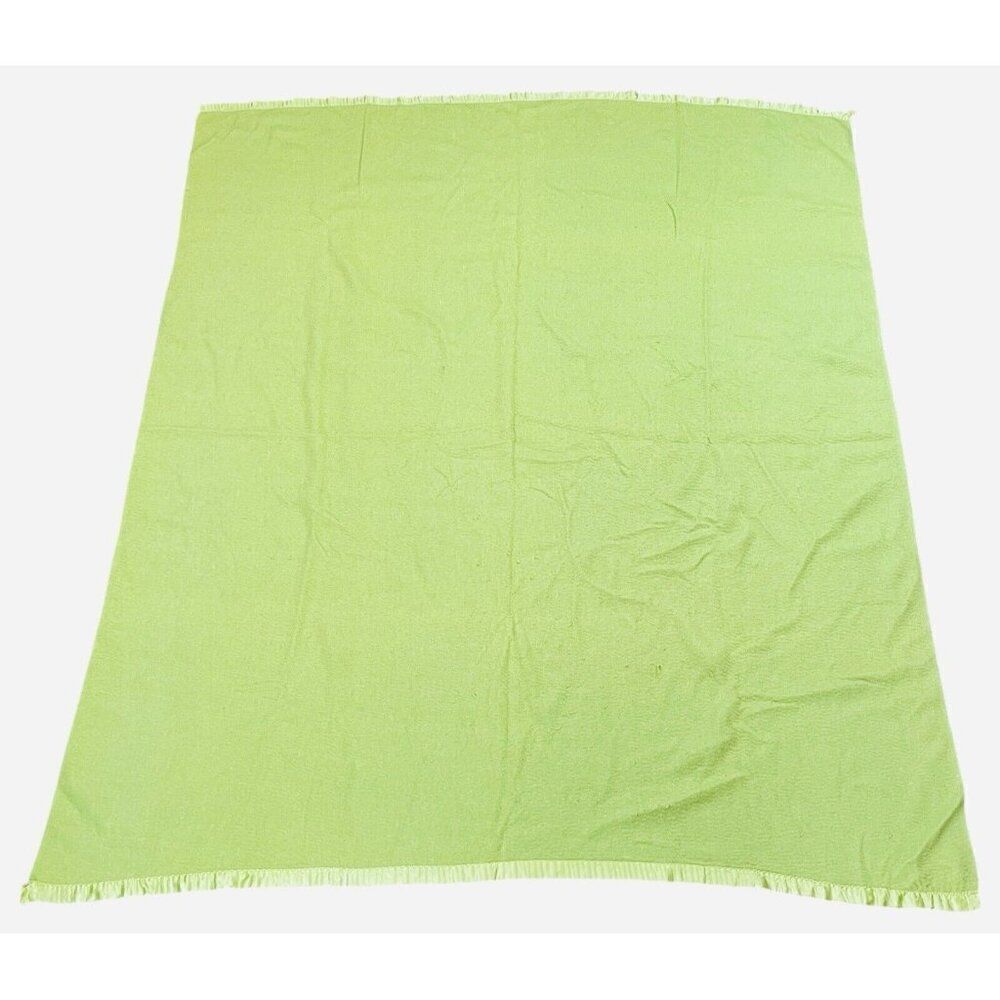 Vintage Light Green Satin Edge Blanket 80 x 66 Unique Color Bed Throw Warm Cozy